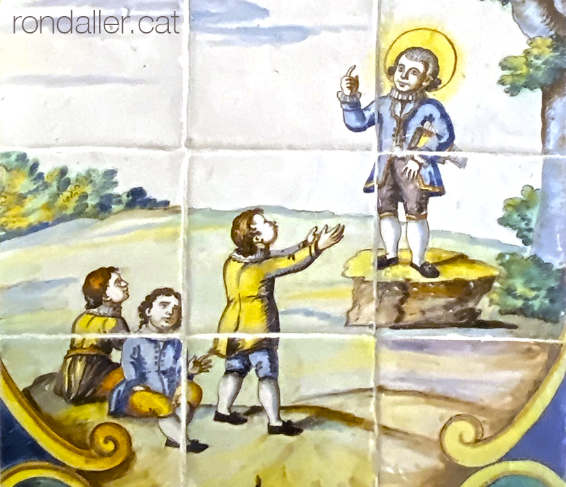 Plafó ceràmic amb Sant Vicent predicant als seus amics.