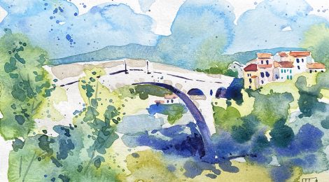 Aquarel·la del Pont del Diable de Ceret, al Vallespir.