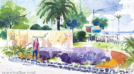 Aquarel·la amb una vista del monument realitzat per Jaume Coll.