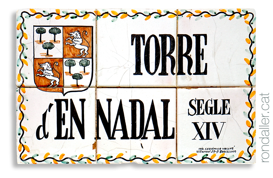 Plaques de carrer de Vilassar de Mar. Torre d'en Nadal.