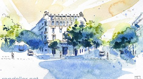 Aquarel·la amb una vista de la casa Antoni Roger de Barcelona.