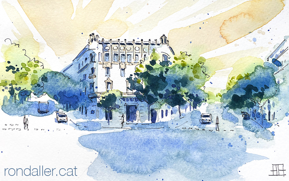 Aquarel·la amb una vista de la casa Antoni Roger de Barcelona.