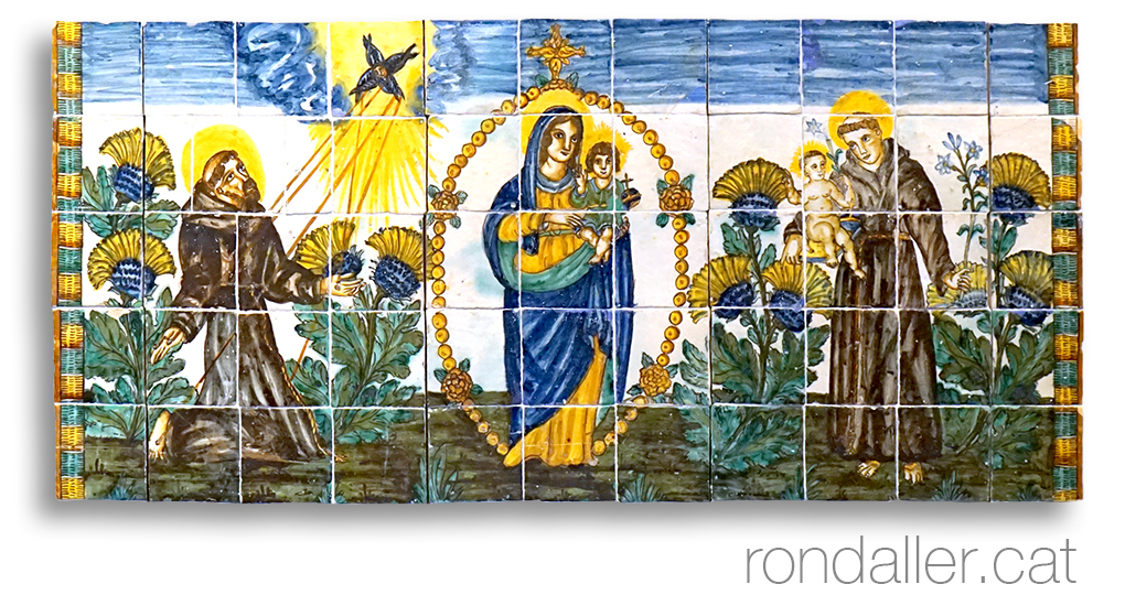La Verge del Roser amb sant Francesc d'Assís i sant Antoni de Pàdua.