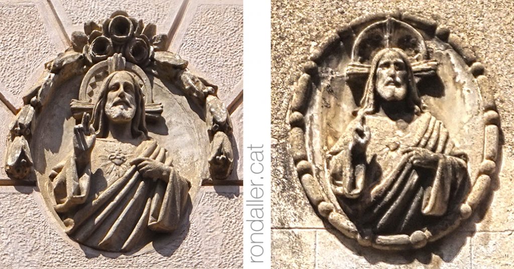 Dos relleus amb la imatge del Sagrat Cor al carrer Major de Sarrià de Barcelona.