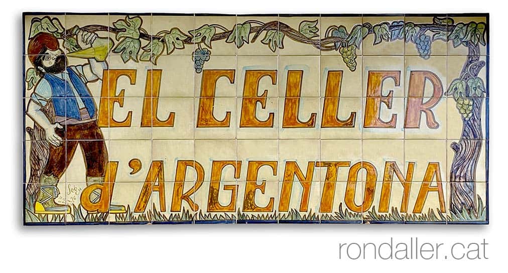 Mosaic amb el rètol del restaurant El Celler d'Argentona.