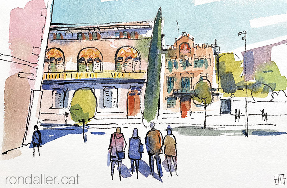 Aquarel·la de la façana de la casa Gasull de Reus.