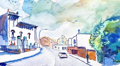 Aquarel·la de la casa del farmacèutic Frederic Utzet i Breda.