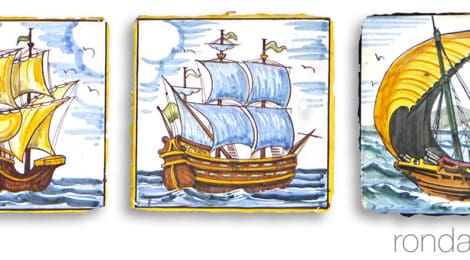 Casa Torrents de Sant Vicenç de Montalt. Rajoles d'embarcacions de vela i rem.