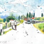 Aquarel·la de la carretera de Banyeres, als afores de Centelles.