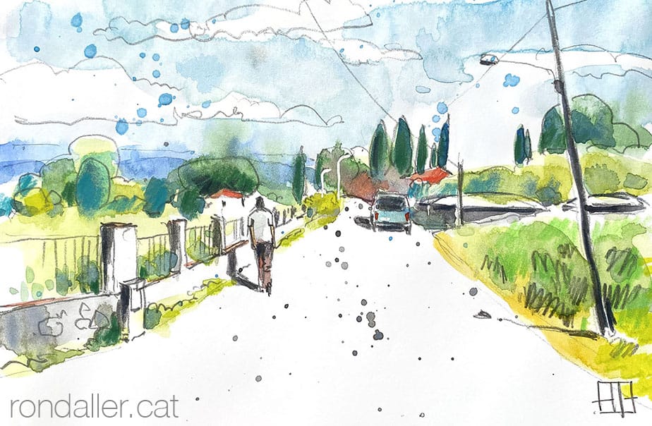 Aquarel·la de la carretera de Banyeres, als afores de Centelles.