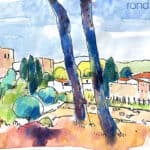 Aquarel·la de l'Església Vella de Sant Andreu de Llavaneres.