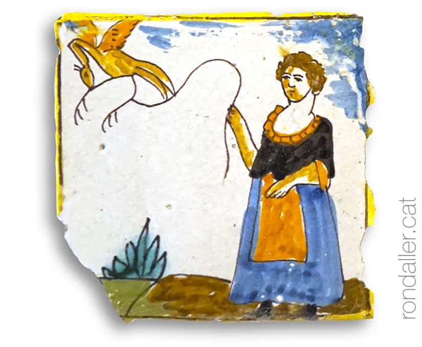 Rajoles de la dona i l’ocell de la Casa Museu Santacana de Martorell.