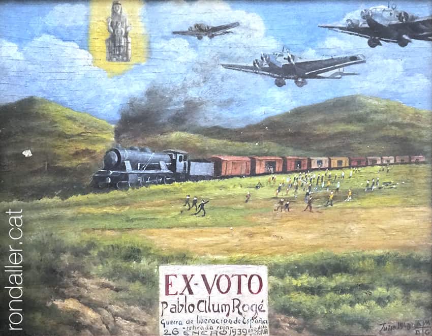 Exvot pintat que representa els bombardejos durant la Guerra Civil.