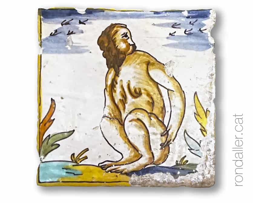 Ceràmica amb una persona fent de ventre al Museu de Mataró.