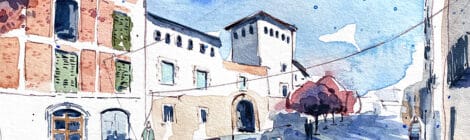 Aquarel·la amb una vista del Portal d'en Nin.