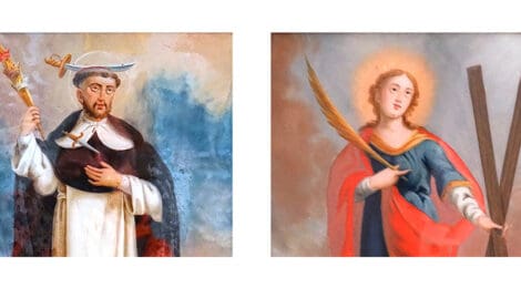 Pintures de sant Pere Màrtir i santa Bàrbara.