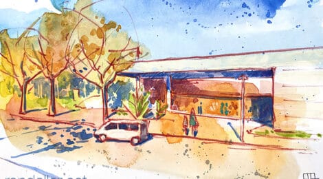 Aquarel·la del Mercat Municipal de Salt (Gironès)
