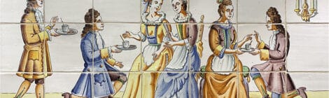 Ceràmica als carrers de València. Plafó fet per Joan Bondia a l'orxateria Santa Catalina.