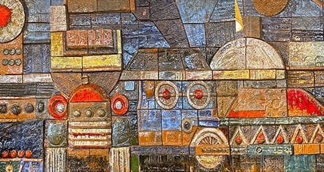 Mosaic de Juan Márquez a l'àrea de servei del Baix Ebre.