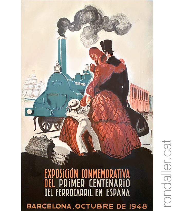 Cartell publicitari del primer centenari del tren, obra de Josep Morell.