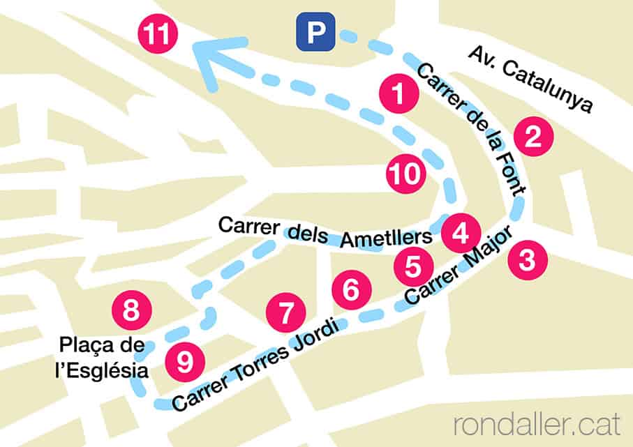 Espluga de Francolí. Plànol amb l'itinerari descrit al blog.