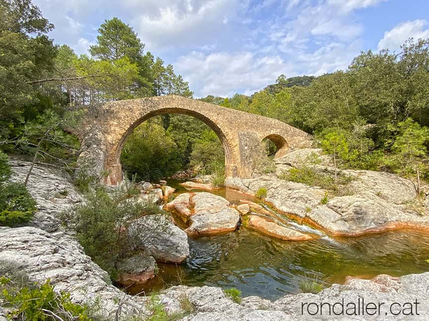 Vista del pont de Bertran sobre el riu Muga.