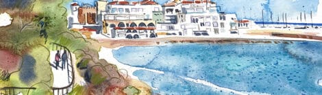 Aquarel·la amb una panoràmica de la Punta d'en Guineu.