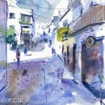 Aquarel·la amb una vista del carrer de Jesús de Sitges.