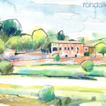 Aquarel·la amb una vista de Viladecavalls de Calders, al Moianès.