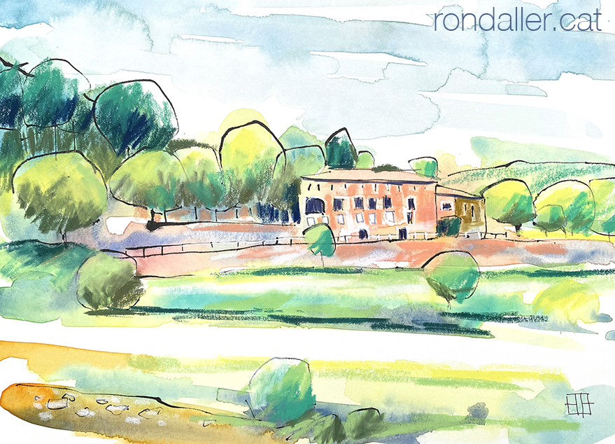 Aquarel·la amb una vista de Viladecavalls de Calders, al Moianès.