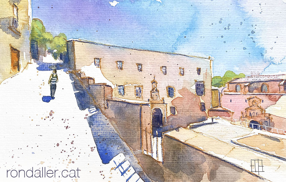 Aquarel·la amb una vista dels edificis dels Reials Col·legis.