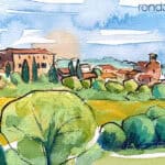 Aquarel·la amb una vista de la població empordanesa.