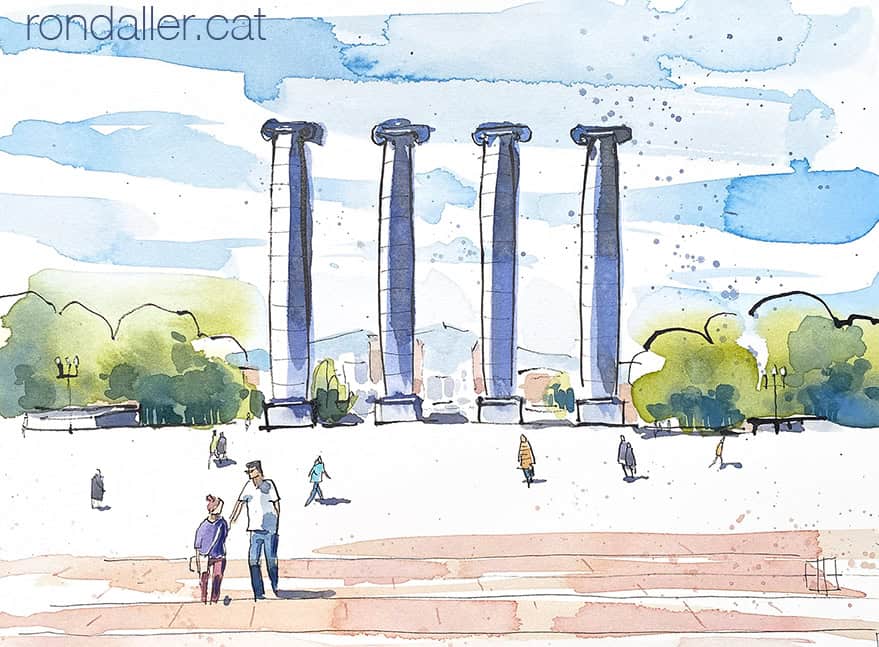 Aquarel·la amb les Quatre Columnes projectades per Josep Puig i Cadafalch el 1919