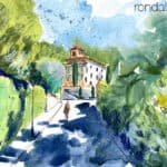 Aquarel·la amb una vista del museu-arxiu de Can Caralt a Sant Andreu de Llavaneres.