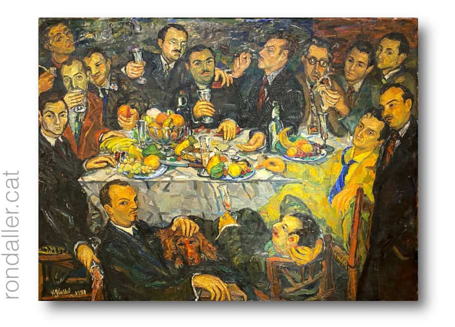 Pintura de 1951 de Joan Abelló titulada "El sopar dels amics".