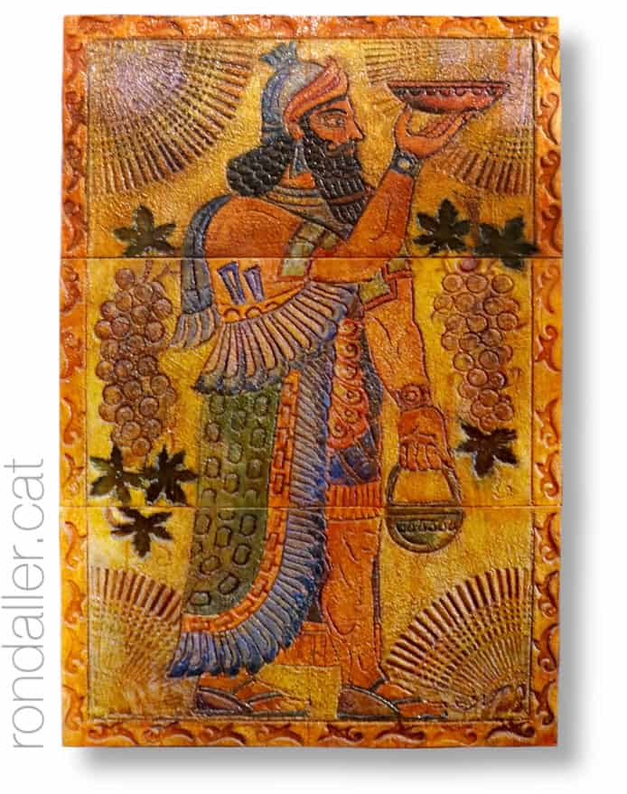 Reproduccó d'un relleu sumeri amb la representació d'enki, divinitat anunnaki.