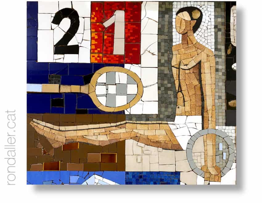Detall del mosaic del col·legi Manyanet, dissenyat per Pau Macià i executat per Carles Maurel.