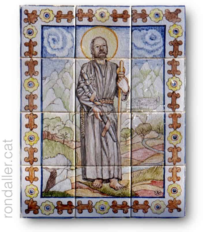 Rajoles amb la imatge de sant Ignasi de Loiola.