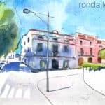 Aquarel·la amb una vista del carrer Montserrat de Vilassar de Mar.