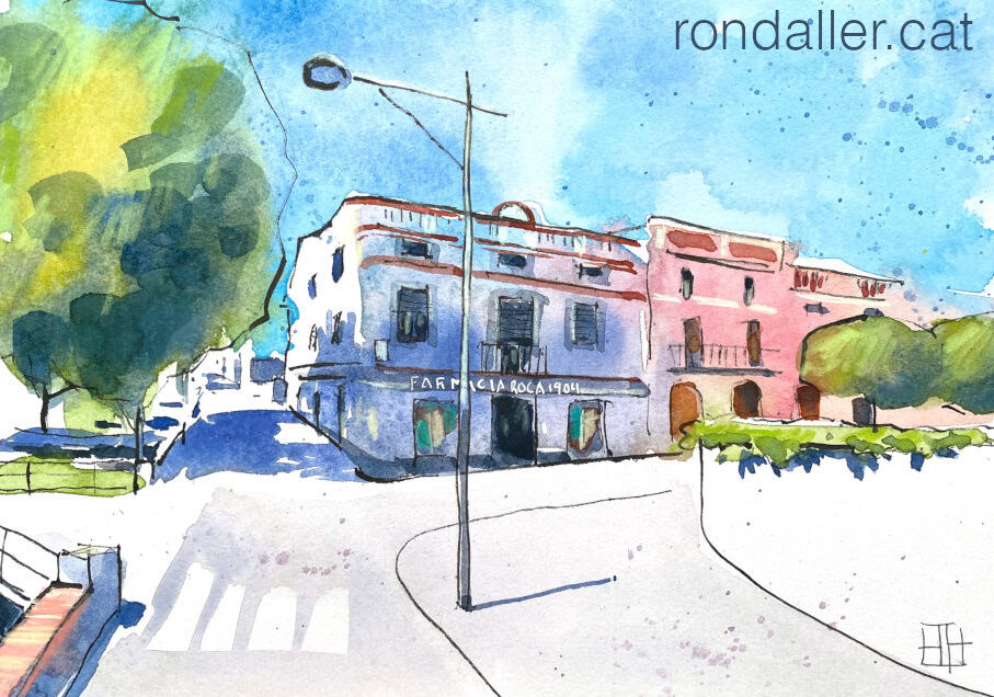 Aquarel·la amb una vista del carrer Montserrat de Vilassar de Mar.