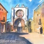 Aquarel·la amb una vista de la catedral de Santa Tecla de Tarragona,