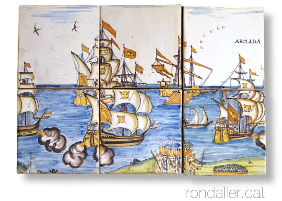 Detall del plafó de la batalla dels gats i les rates al Museu Vicenç Ros de Martorell.