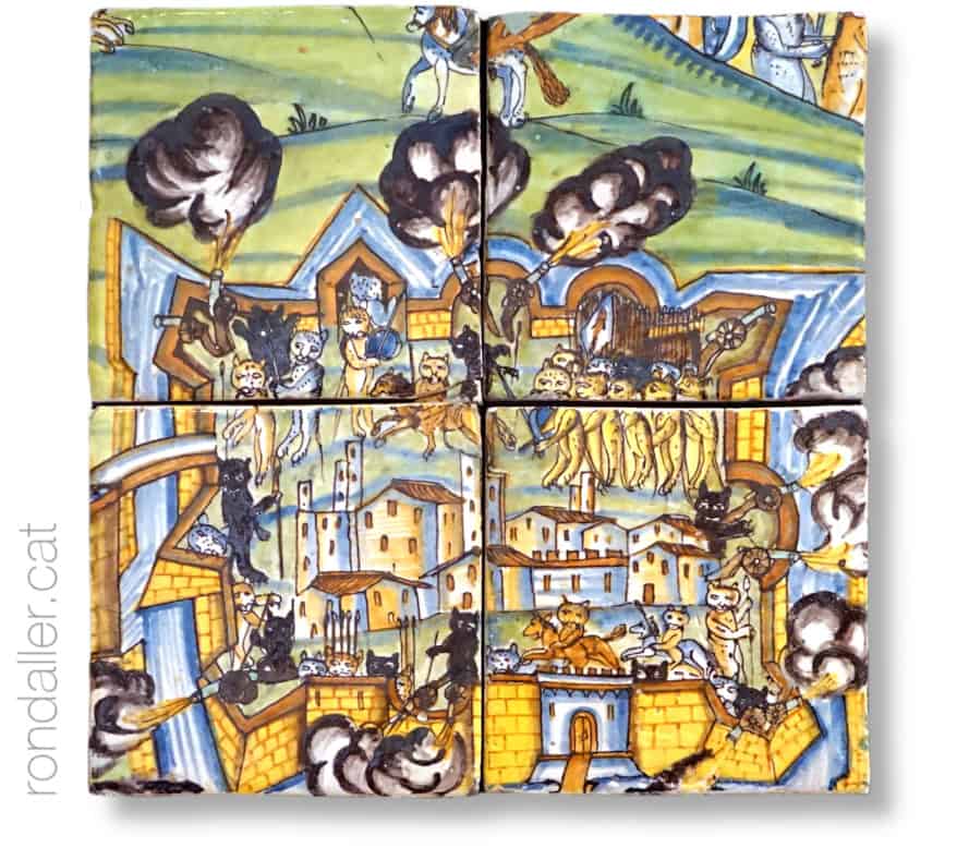 Detall del setge de Cotlliure en un plafó del Museu Vicenç Ros de Martorell.