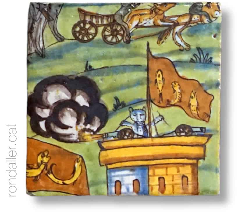 Detall del setge de Perpinyà en un plafó del Museu Vicenç Ros de Martorell.