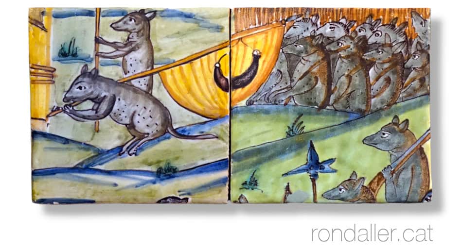 Detall del setge de Perpinyà en un plafó del Museu Vicenç Ros de Martorell.