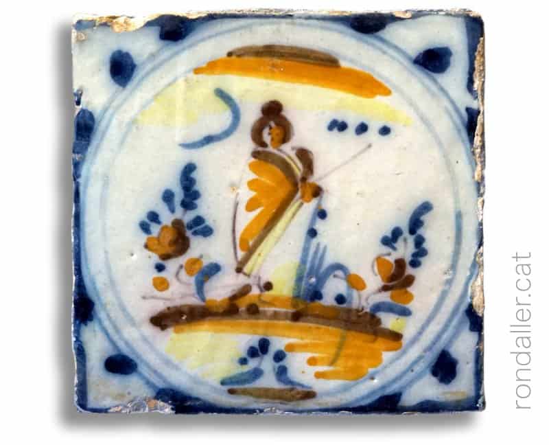 Rajola de Triana del segle XVIII smb la representació d'una geisha.