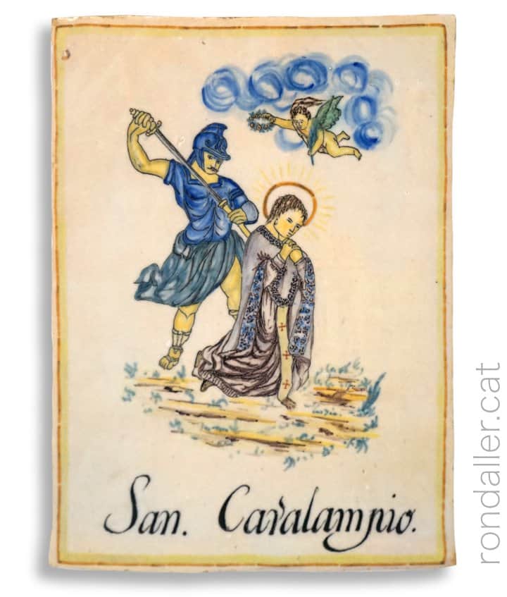 Plafó ceràmic amb la imatge de sant Caralampi.