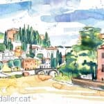 Aquarel·la amb una vista del riu Adige.