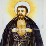 Plafó ceràmic amb la imatge de sant Patrici.