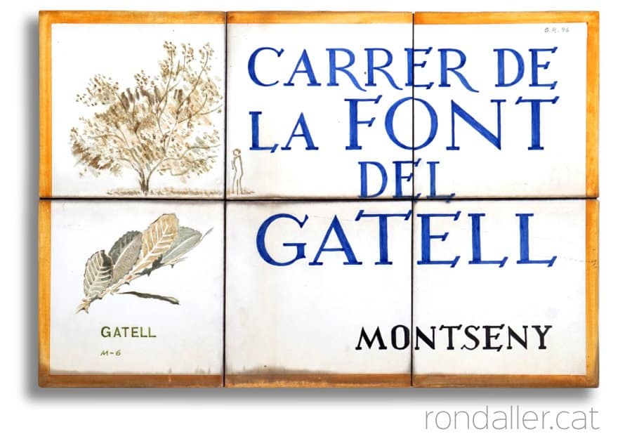 Plafó ceràmic amb el nom d'un carrer de Montseny.